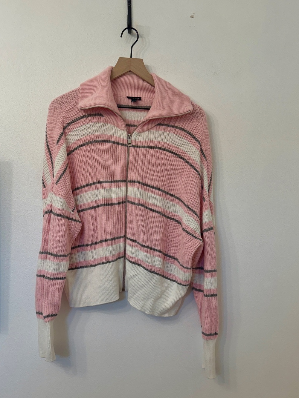 torrid Pink and White Striped Zip Cardigan